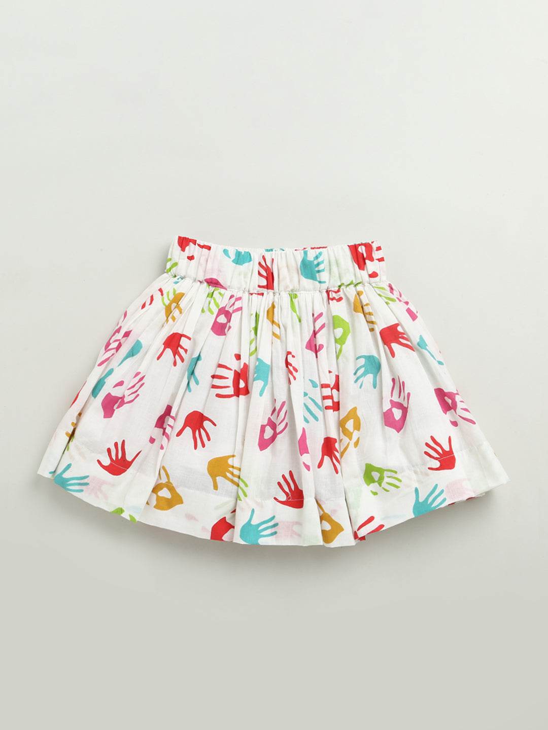 GIRLS HAPPY HOLI T-SHIRT WITH HOLI HAND PRINT SKIRT