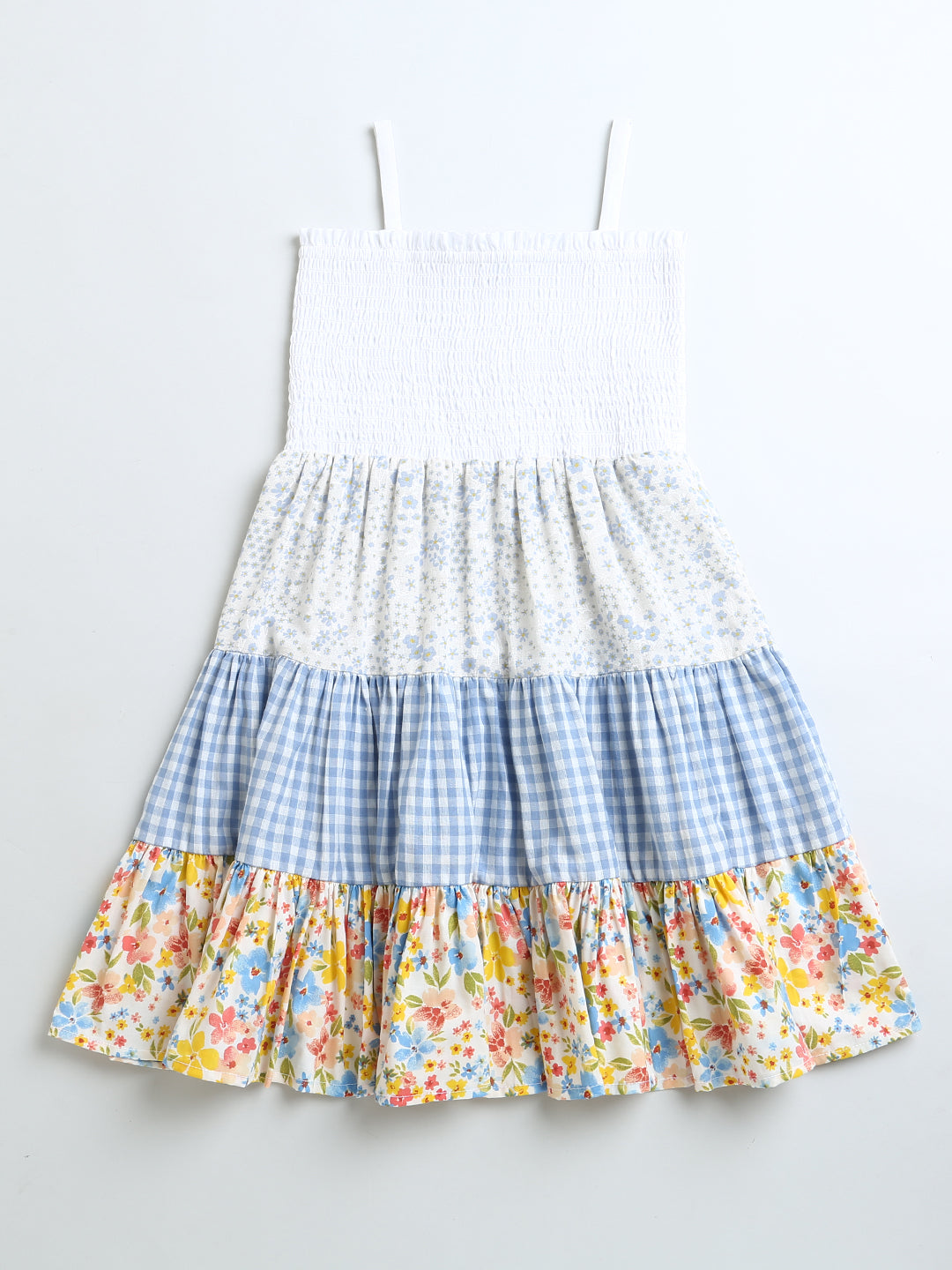 Light Summer Color Smocked Sleeveless Girls Dress