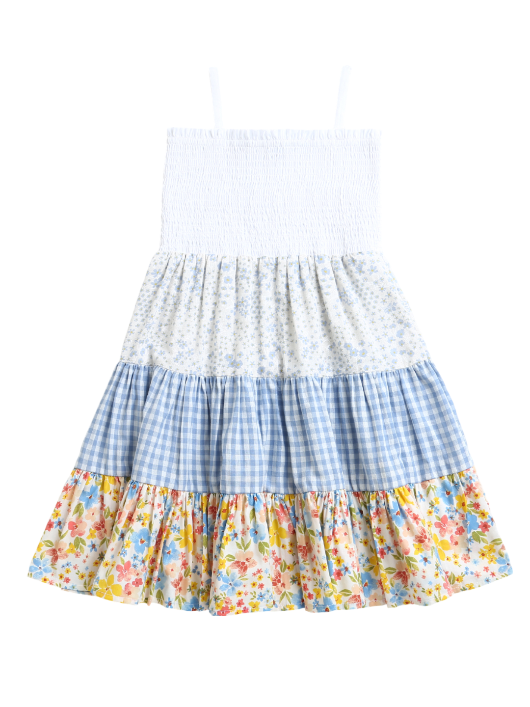 Light Summer Color Smocked Sleeveless Girls Dress