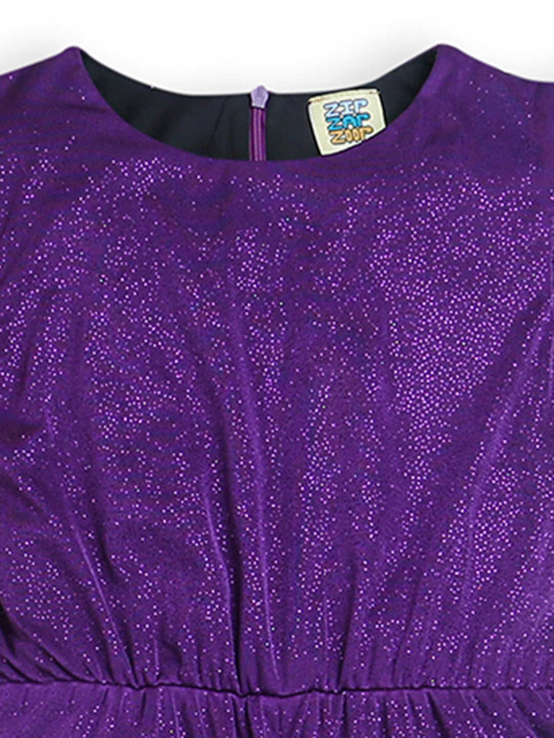 Purple Shiny Frill Short Sleeve Girl Jumpsuit