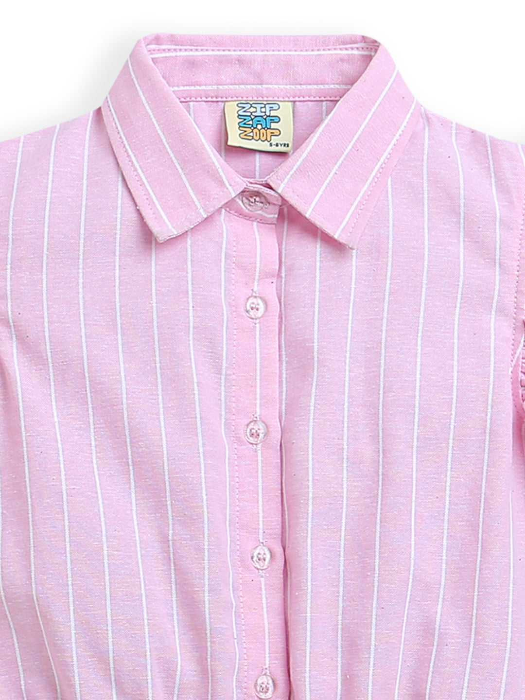 Pink Frill Sleeve Striped Button up Girls Top