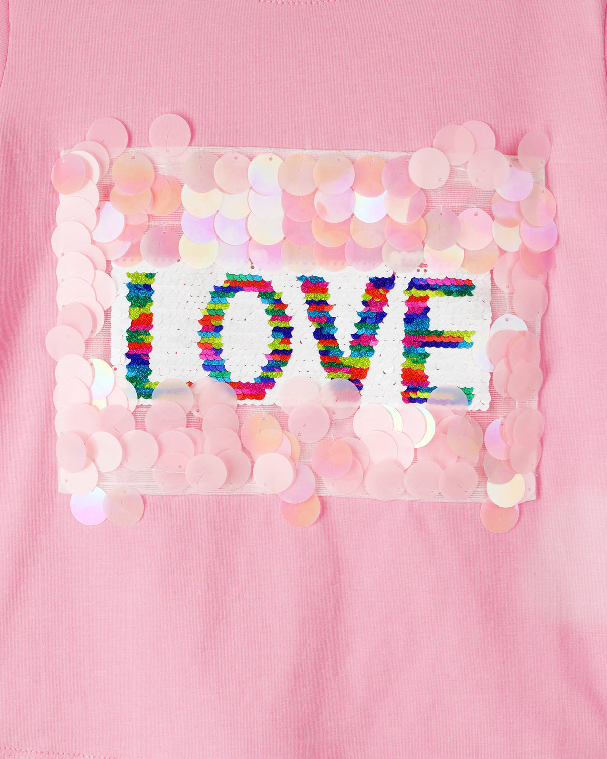 Pink Half Sleeve Love Patch Girls T-shirt