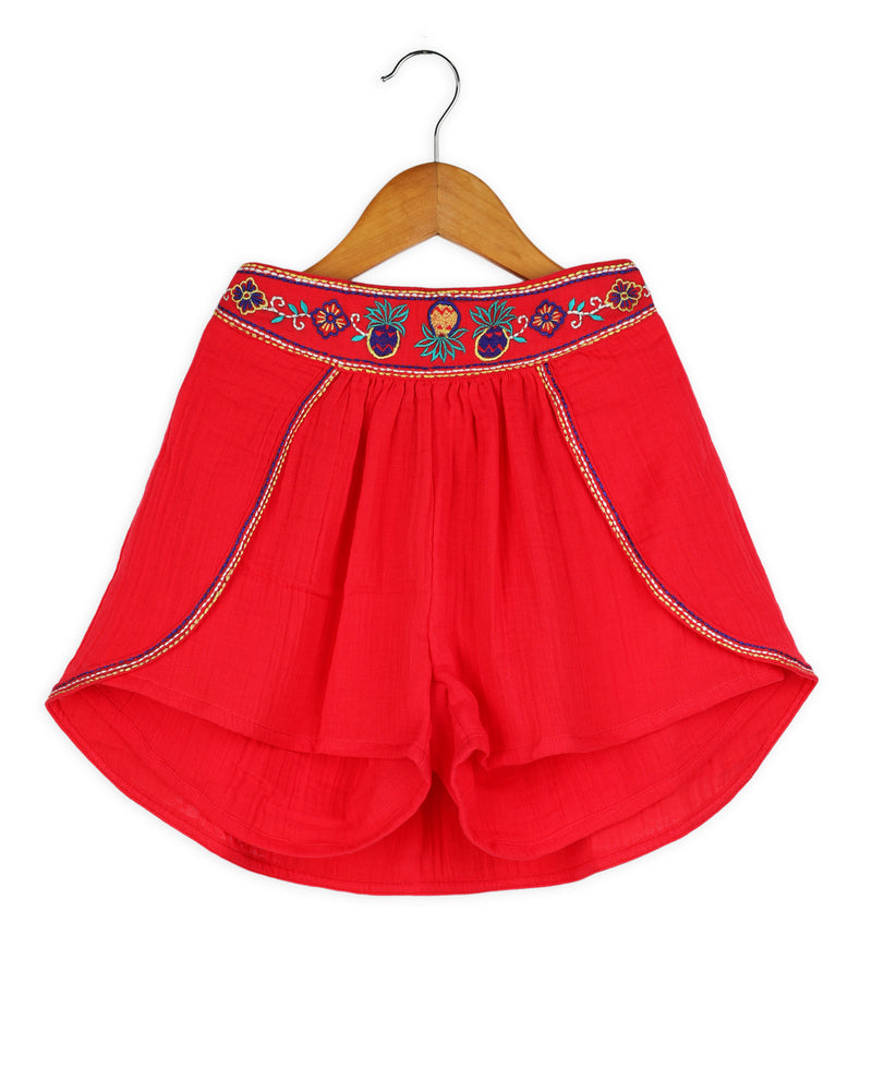 Red Embroidered Girls Skots