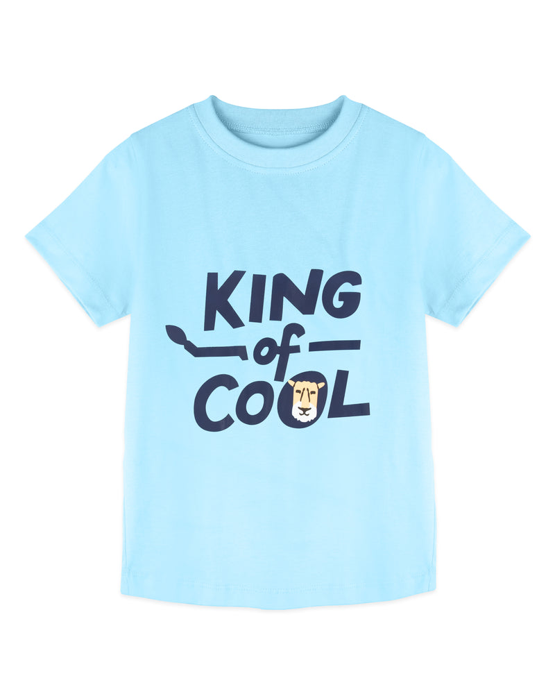 Pure Cotton Sky Blue King of Cool Print  Half Sleeve Co-ord Set