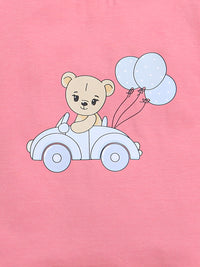 Pink Teddy & Car Print Baby Girl Matching Set