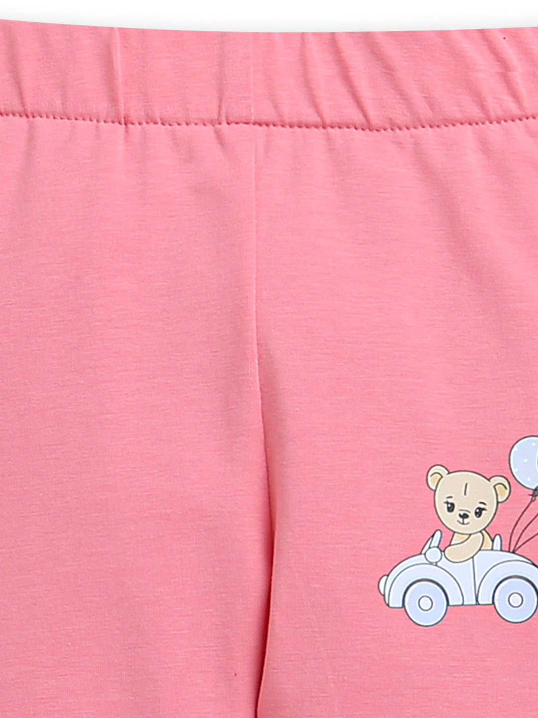 Pink Teddy & Car Print Baby Girl Matching Set