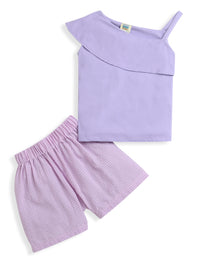 Purple Top & Shorts Girl Co-ord Set