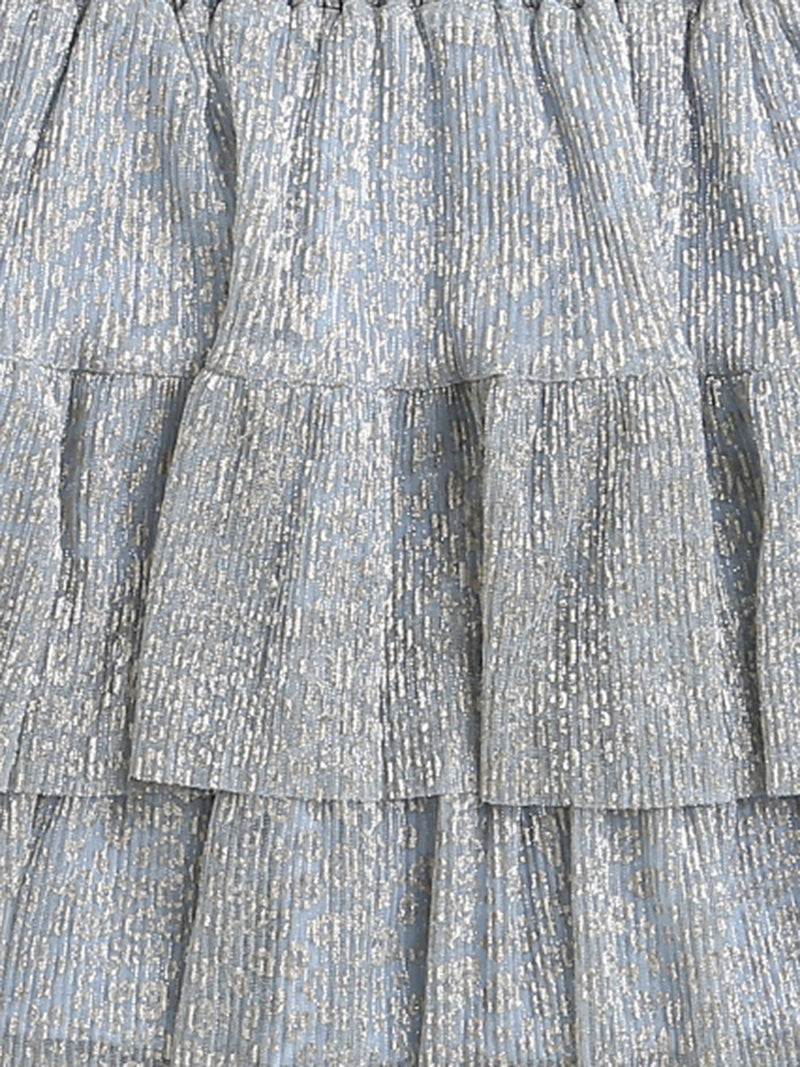 Steel Grey Frill Pattern Girl Skirt