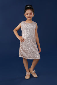 Golden Sequinned Elegant Girls Party Dress