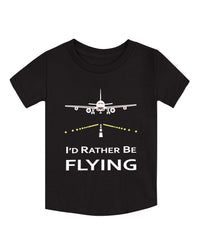 Pack of 2 Black-I'D Rather Be Flying & White-Hello Print Cotton T-shirt