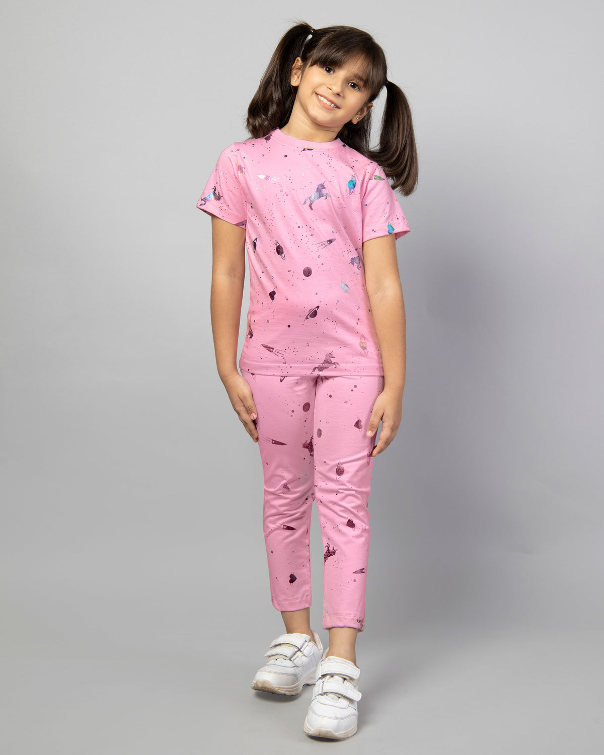 Girls Pink Unicorn T-Shirt and Leggings Co-ord Set