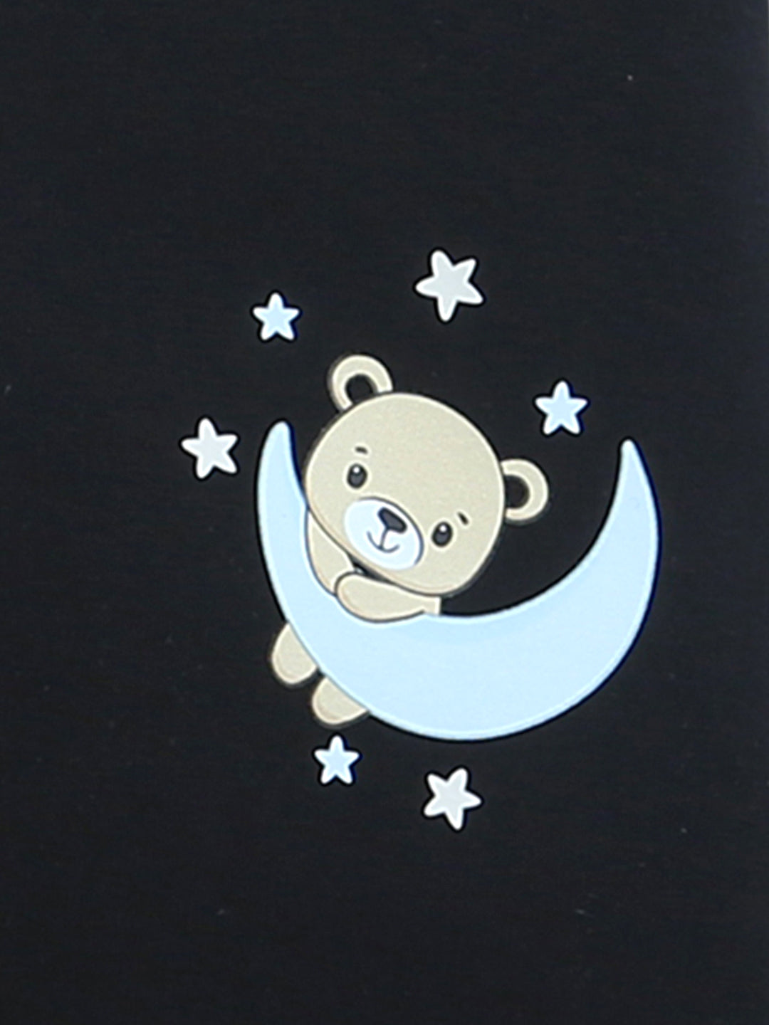 Black Half Sleeve Teddy & Moon Print Tshirts