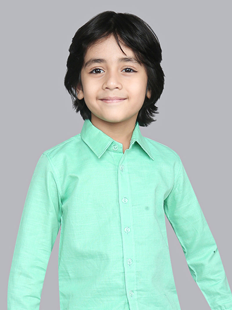 Mint Green Full Sleeve Collar Neck Boys Co-ord set