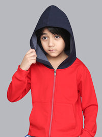 Red & Grey Full Sleeve Hoodie Boys Co-ord Set