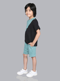 Pure Cotton Boys Green Black & White half Sleeve Co-ord Set