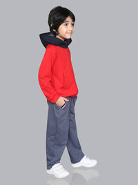 Red & Grey Full Sleeve Hoodie Boys Co-ord Set