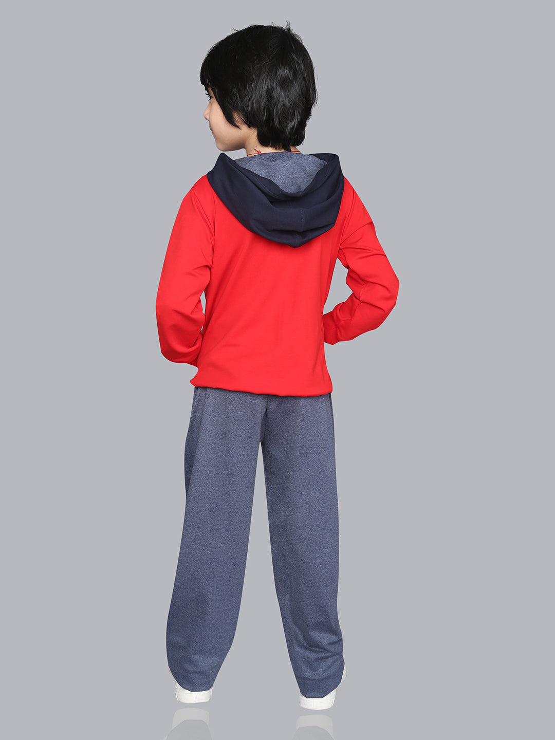 Red & Grey Full Sleeve Hoodie Boys Co-ord Set