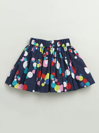 Girls Blue Holi Bubble Print Skirt