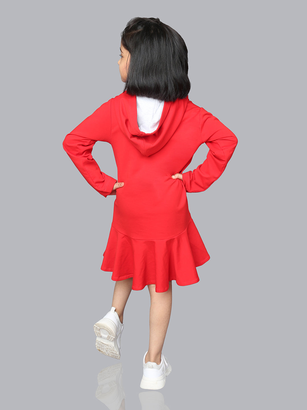 Red Long Sleeve Beautiful Printed Girls Dress