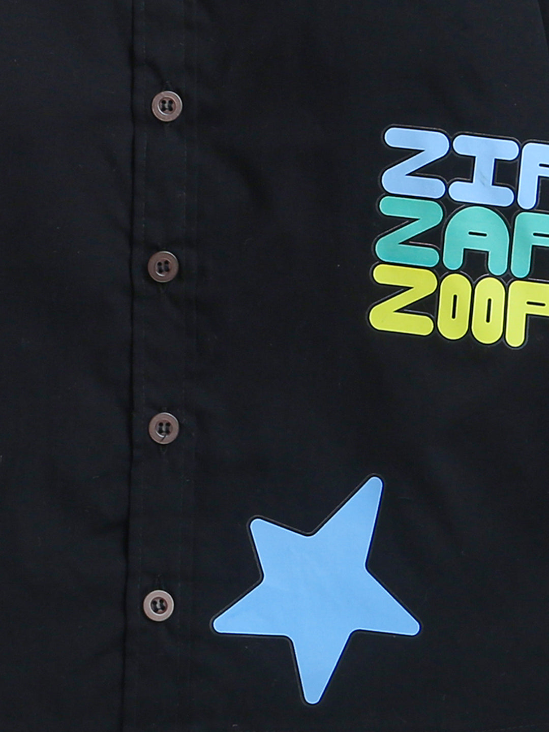 Black Mic & Zip Zap Zoop Print Full Sleeve Collar Neck Cotton Shirt