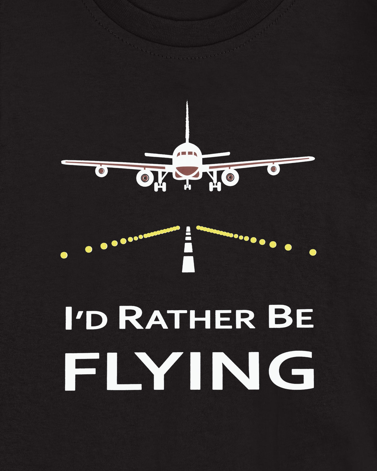 Pack of 2 Black-I'D Rather Be Flying & White-Hello Print Cotton T-shirt