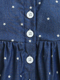 Blue All Over White Dots Sleeveless Dress