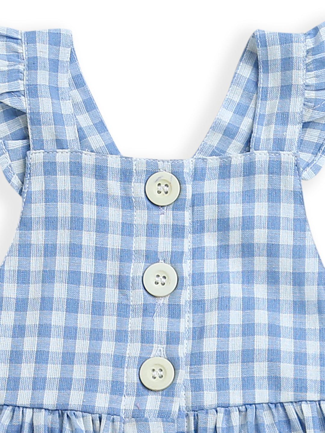 Blue & White Check Pattern Baby Dress