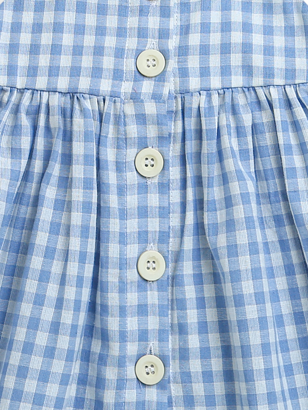 Blue & White Check Pattern Baby Dress