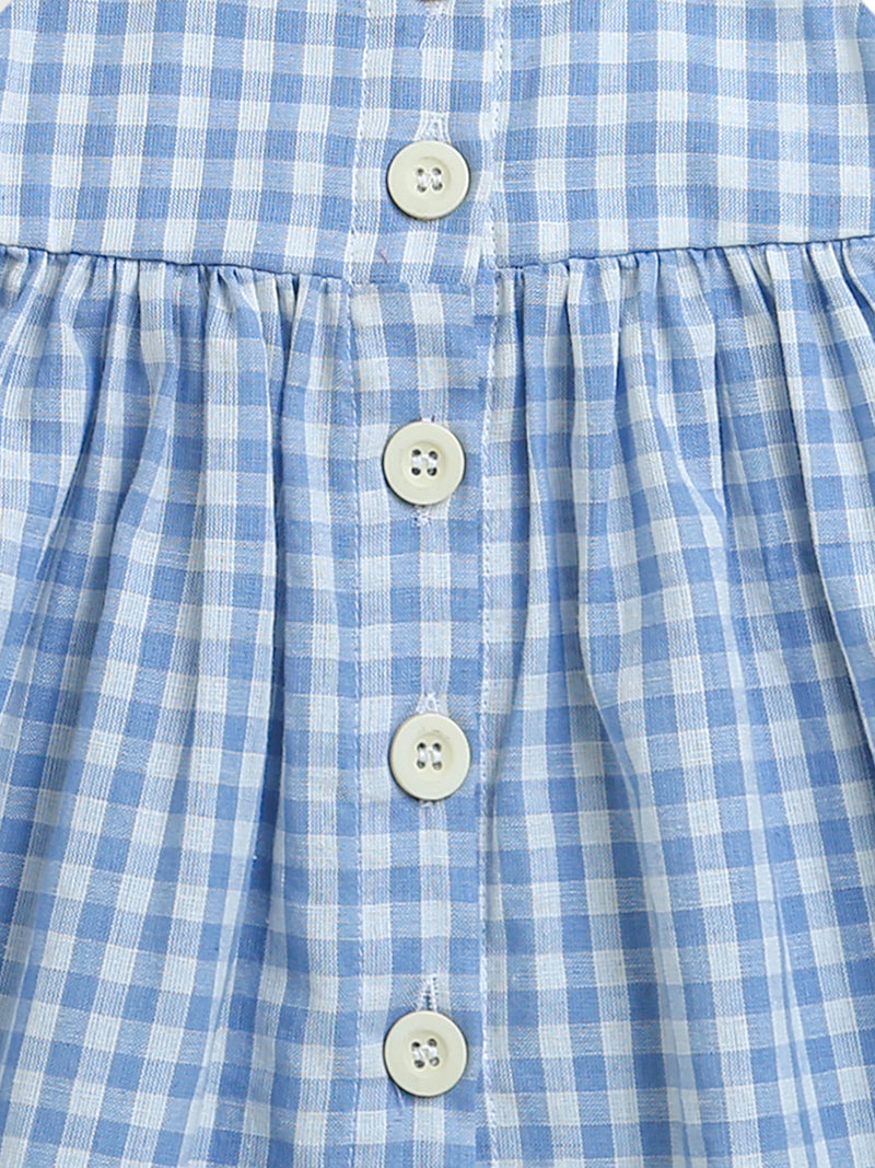 Blue & White Check Pattern Baby Dress