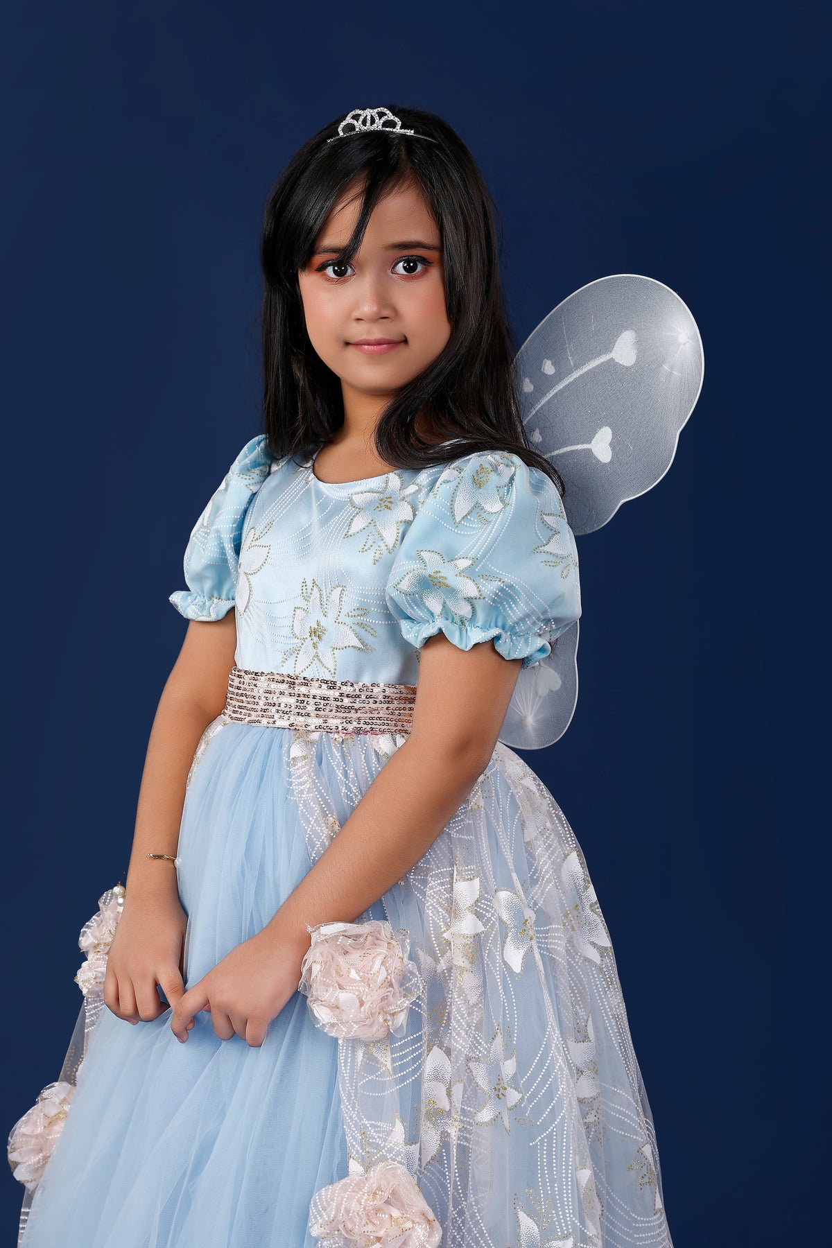 Sky Blue & Peach Ultimate Princess Look Party Gown