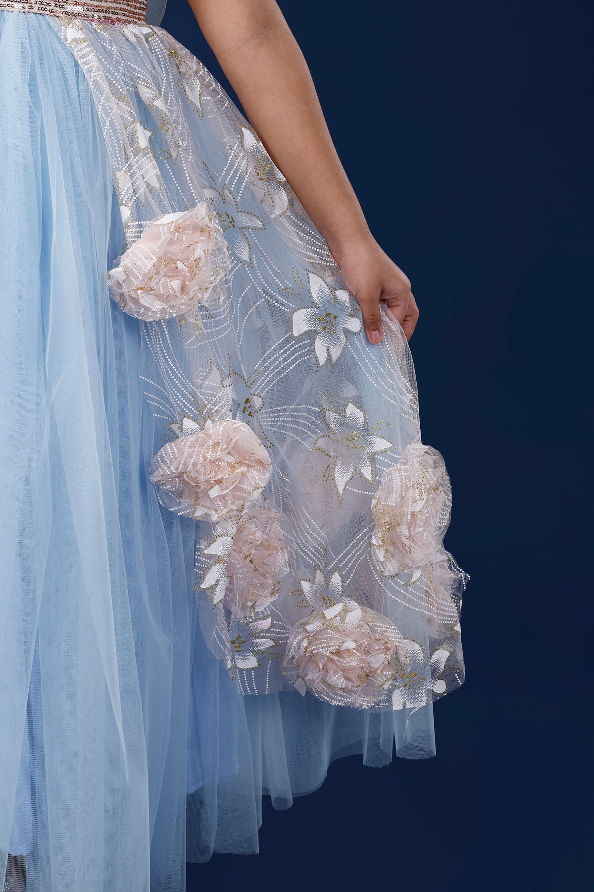 Sky Blue & Peach Ultimate Princess Look Party Gown