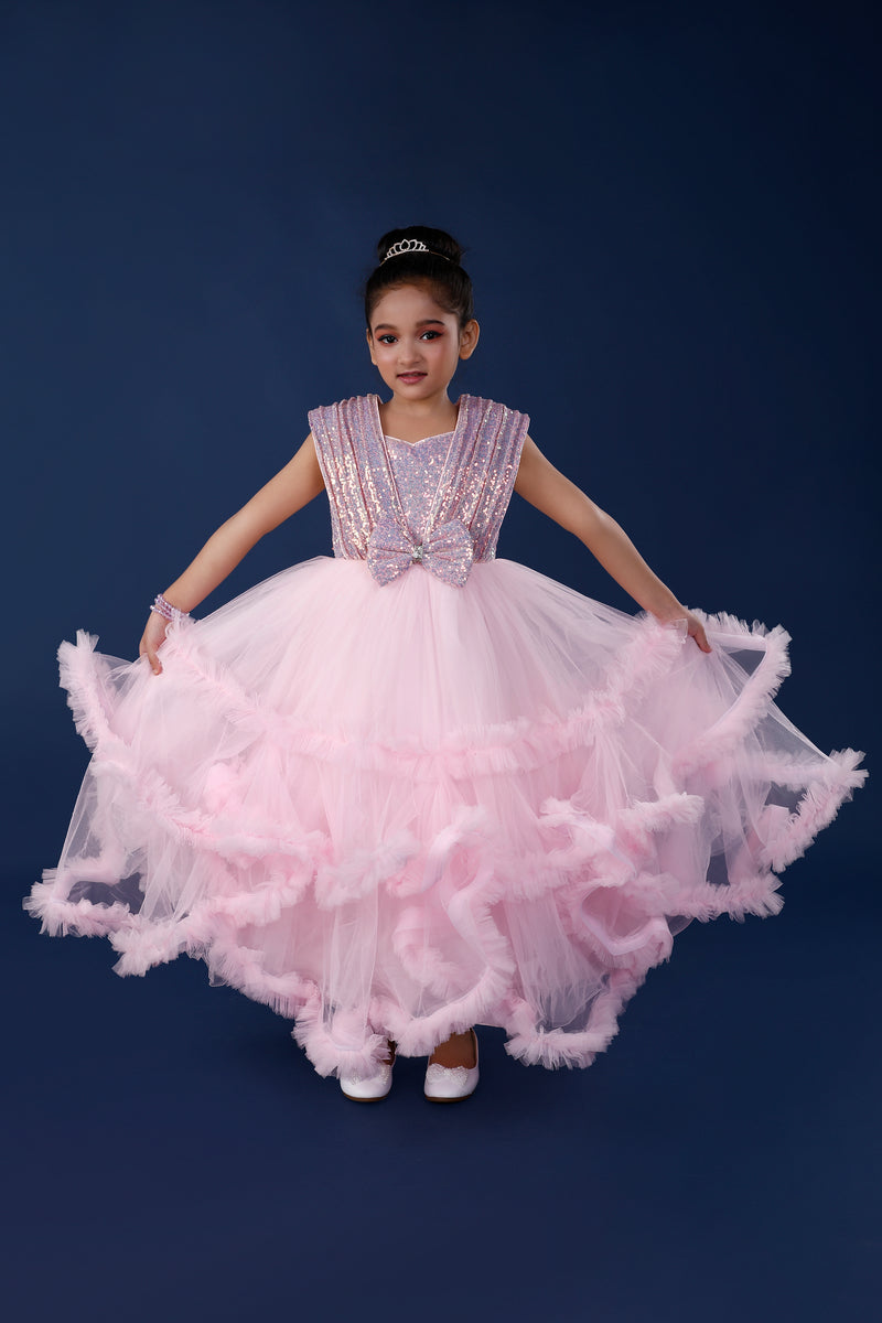 Pink Super Exaggerated Multiple Layer Radiant Princess Gown