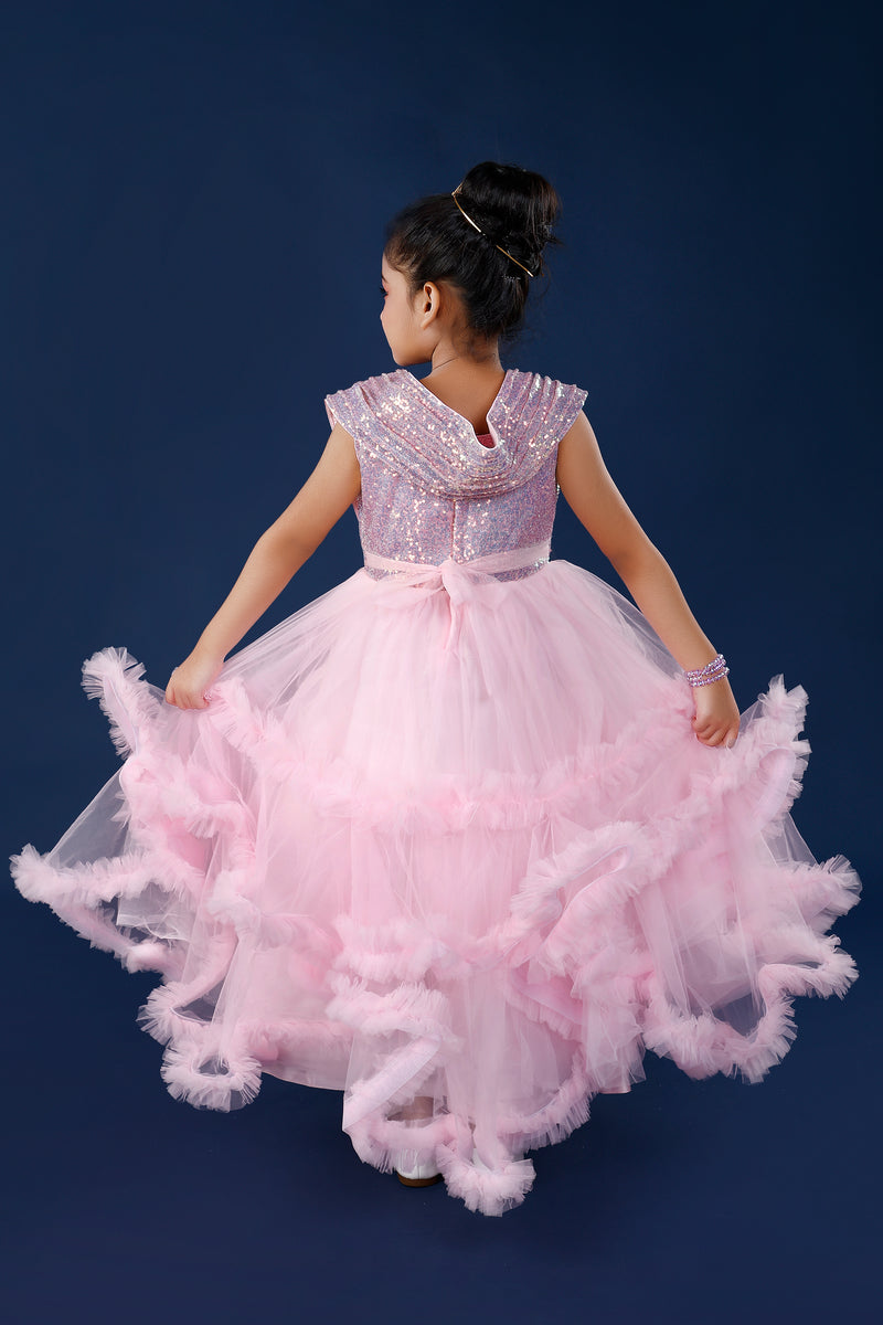 Pink Super Exaggerated Multiple Layer Radiant Princess Gown