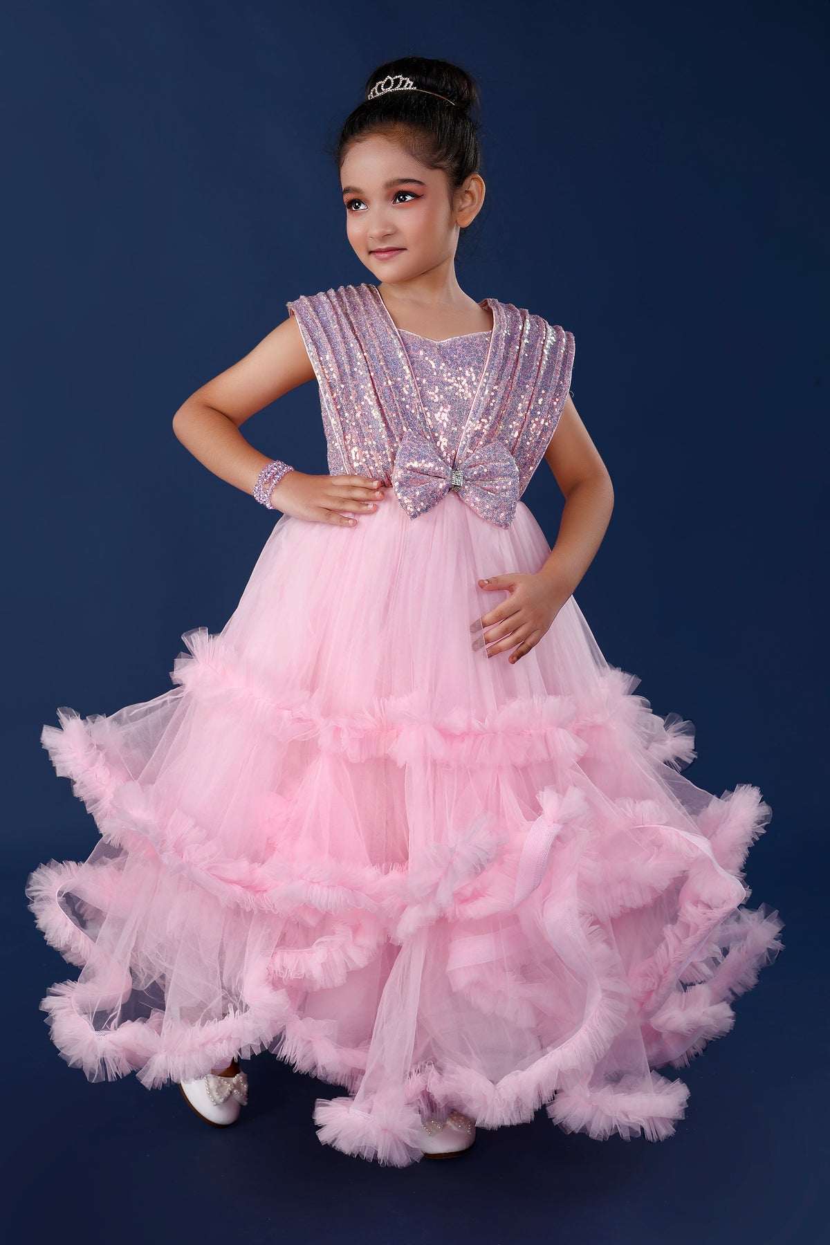 Pink Super Exaggerated Multiple Layer Radiant Princess Gown