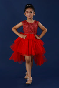 Red Ballerina Dress Layered with Tulle