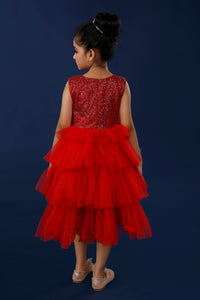 Red Ballerina Dress Layered with Tulle