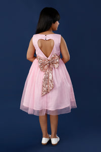 Pink Party Dress with Golden Sequined Belt