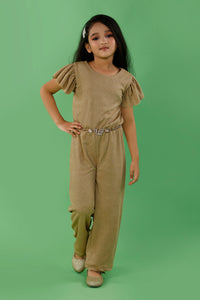 Golden Shimmer Jumpsuit with Belt