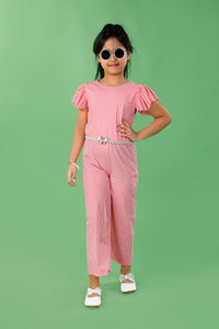 Pink & White Stripes Stretch Jumpsuit