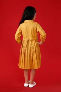 Mustard Yellow Cotton Shirt Dress with Belt