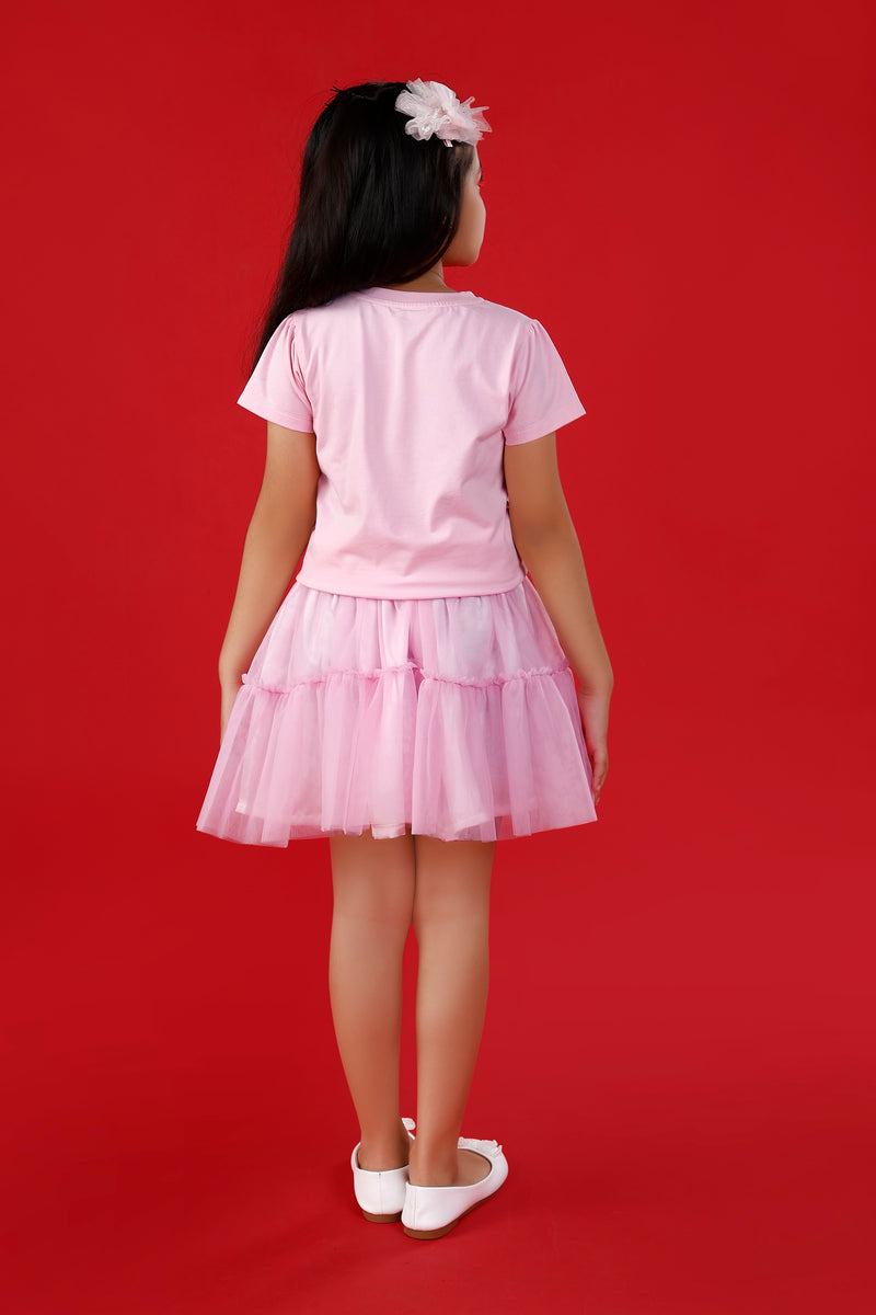 Light Pink Cute T-Shirt with Pink Tulle Skirt  "Rest But Don'T Quit !"