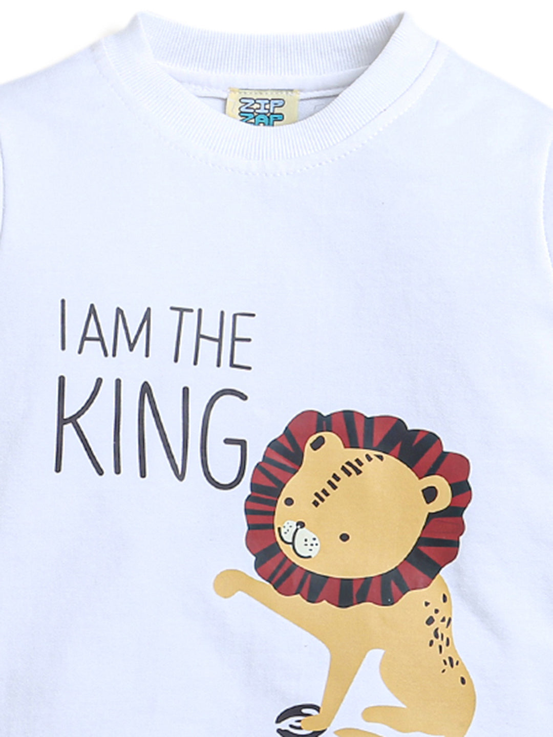 White King Lion Print Half Sleeve Boys T-shirts