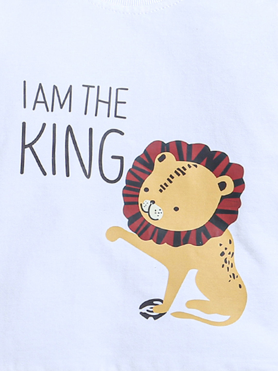 White King Lion Print Half Sleeve T-shirts Sweatshirt