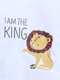 White King Lion Print Half Sleeve Boys T-shirts