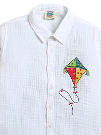 White Kite Embroidery Boys Shirts