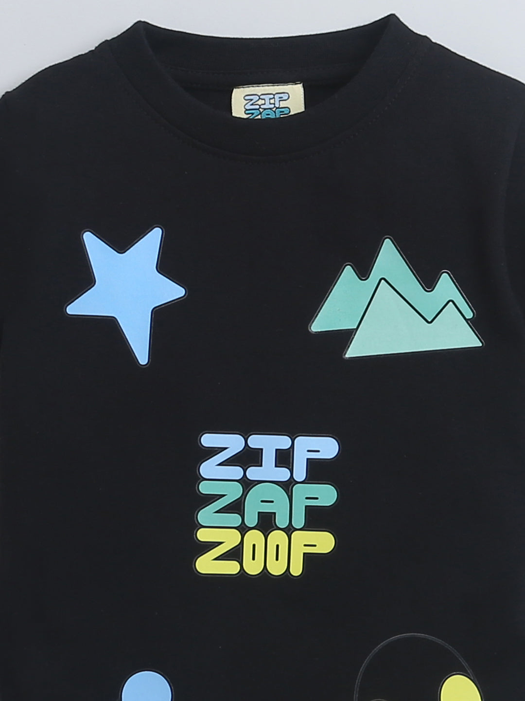 Black Zip Zap Zoop Print Half Sleeve T-Shirt & Shorts Co-ord Set