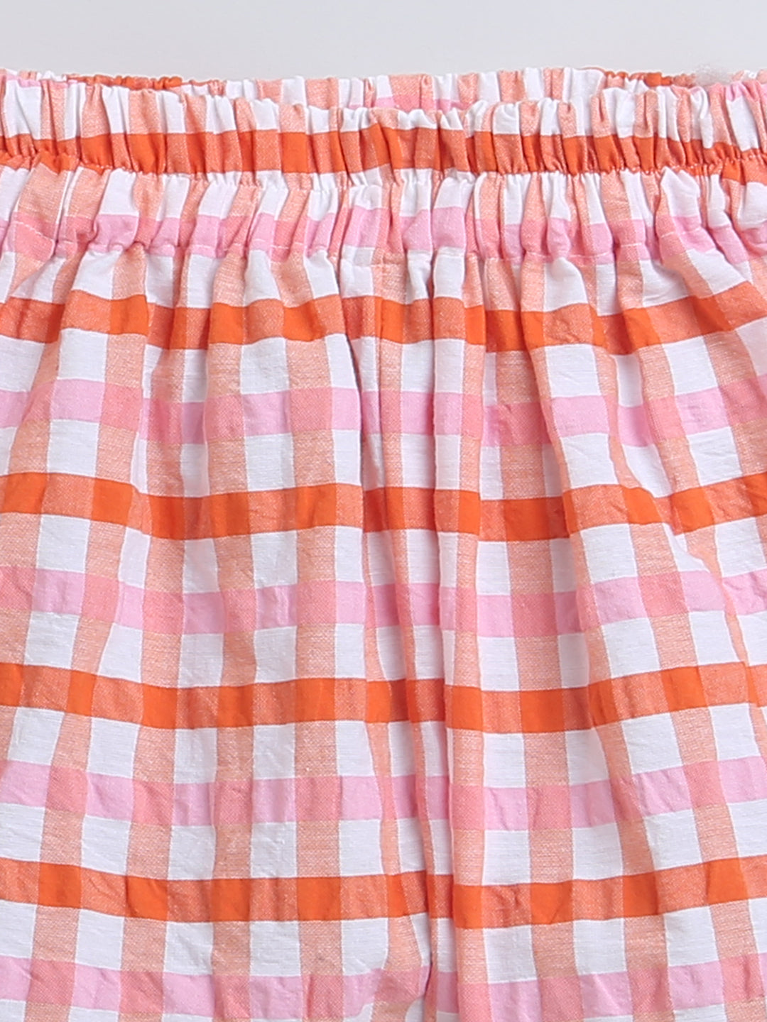 Pink Top & Check Pattern Shorts Girl Co-ord Set