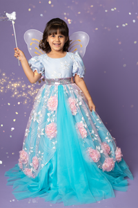 Blue & Pink Ultimate Princess Look Party Gown