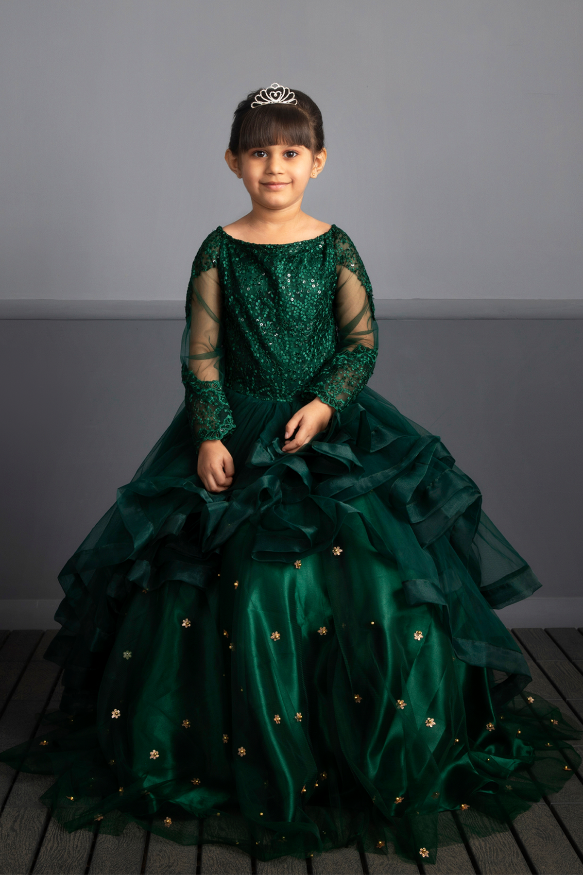 Green Exaggerated Princess Gown Dress