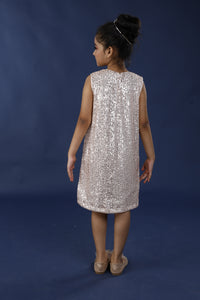 Golden Sequinned Elegant Girls Party Dress